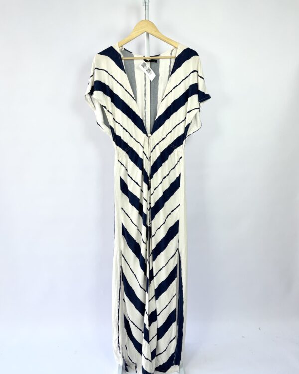 Vestido off e azul com fenda HIT - M - VENDIDO SISTEMA OTO