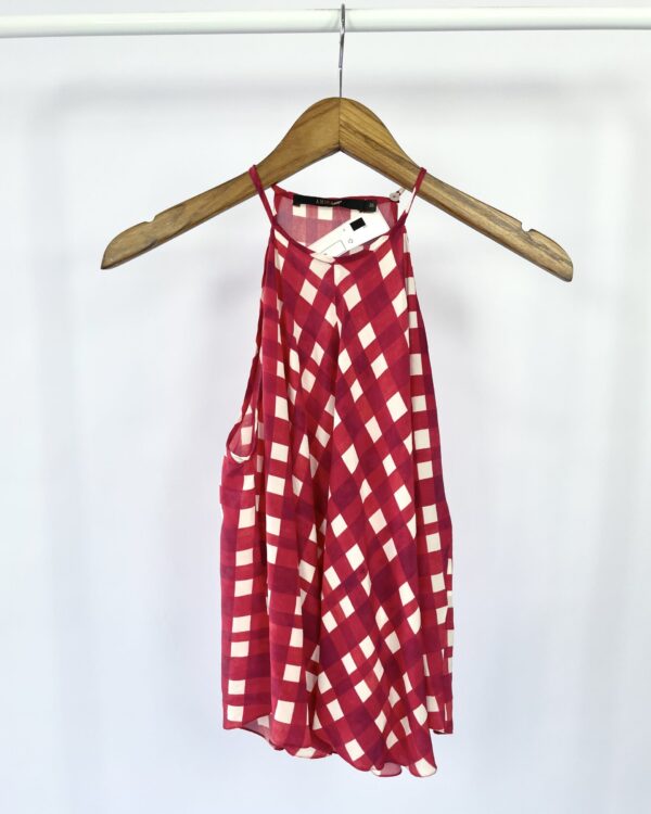 Blusa seda xadrez vermelha e branca ANIMALE - 36 - VENDIDO SISTEMA OTO