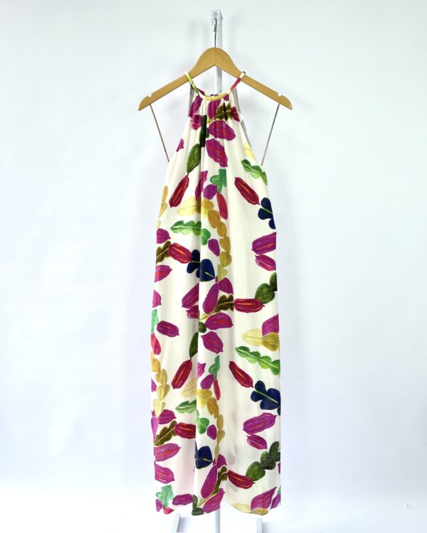 Vestido seda midi com estamp colorida MARINA SELEME - M - VENDIDO SISTEMA OTTO