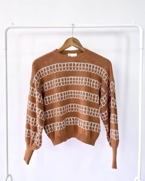 Casaco de tricot bege com bordado NK - P - VENDIDO SIST OTO