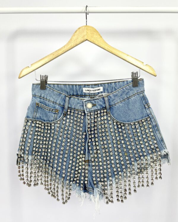 Short jeans com aplicações LANÇA PERFUME - 36 *nunca usado* *colleçãos atual* - VENDIDO SIST OTO