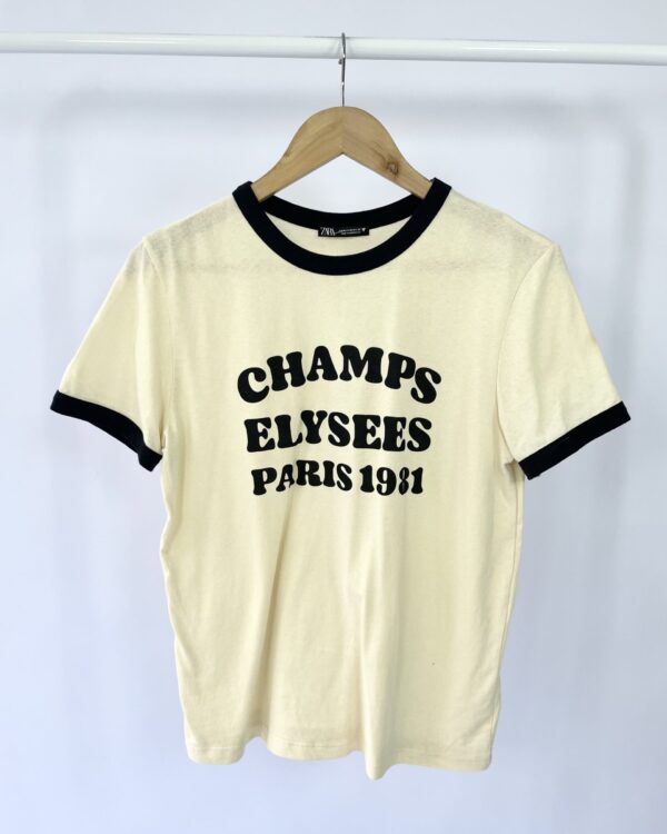 Tshirt off e preto 'champs elysees' ZARA - M - VENDIDO SISTEMA OTO