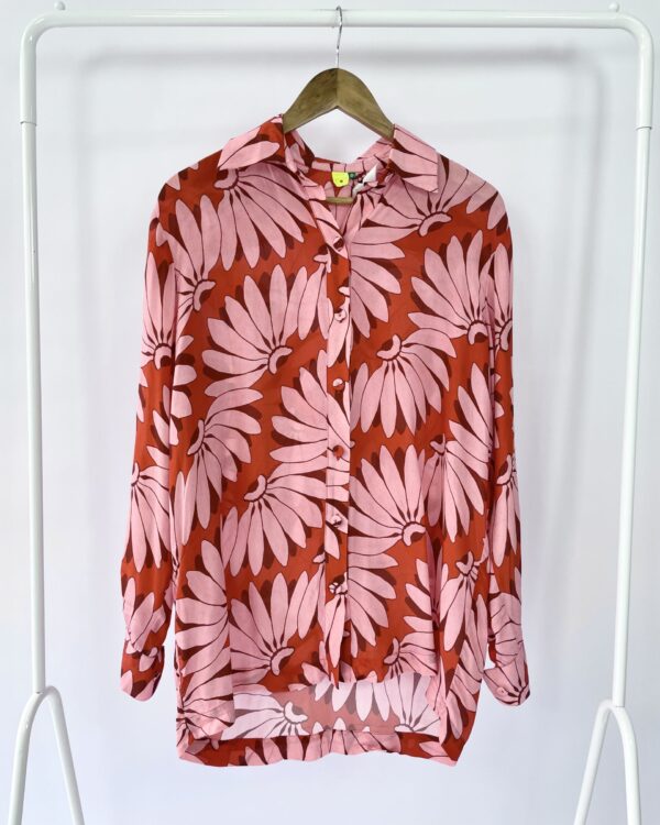 Camisa vermelha e rosa estampado FARM - P - VENDIDO SISTEMA OTO