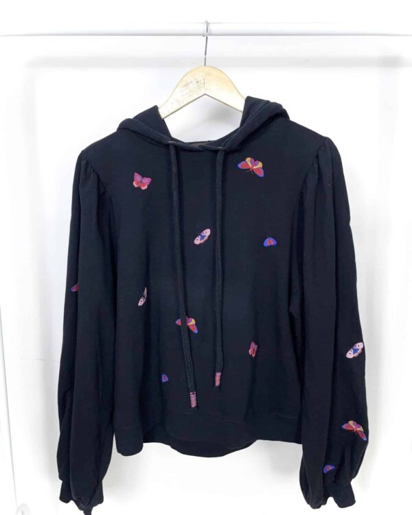 Casaco preto de moletom com bordado de borboleta MIXED - M