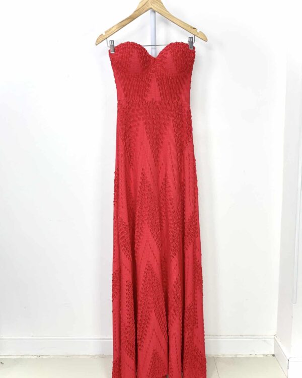 Vestido longo sem alça vermelho texturizado LEMONCOLA - P - VENDIDO SIST OTO