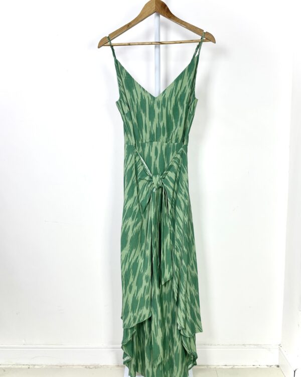 Vestido midi verde estampado amarração na cintura MARIA FILÓ - P - VENDIDO SISTEMA OTO