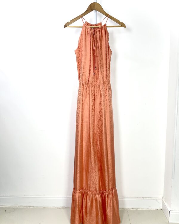 Vestido seda longo salmão A.BRAND - 38 - VENDIDO SIST OTO