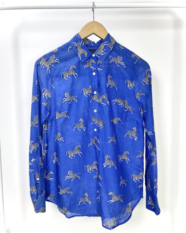 Camisa azul com estmpa de zebra J.CREW - G - VENDIDO SISTEMA OTTO