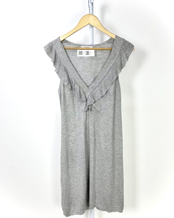 Vestido cinza tricot com babados ATEEN - P - VENDIDO SIST OTO