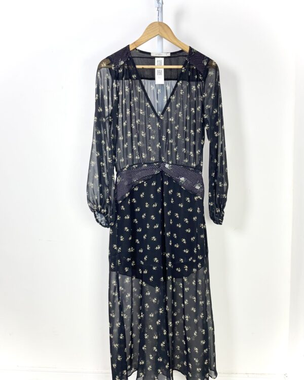 Vestido midi preto estampa floral ATEEN - 38