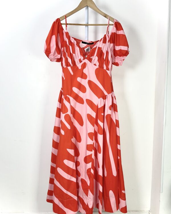 Vestido algodao midi rosa e laranja GUDE - P *nunca usado*