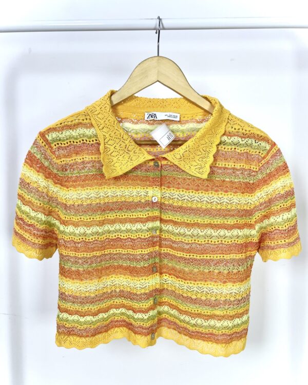 Camisa tricot curta laranja e amarela ZARA - G - VENDIDO SIST OTO