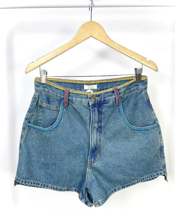 Short jeans detalhes pespontos coloridos NV + LA ROUGE - 40 - VENDIDO SIST OTO