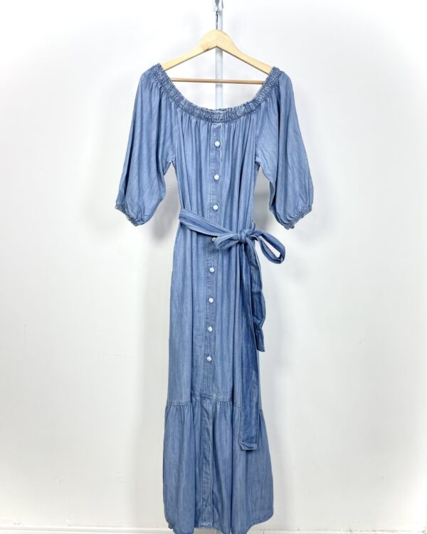 Vestido azul com botões ombro a ombro MARFINO - G- VENDIDO SISTEMA OTTO