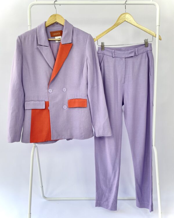Conjunto calça e blazer lilás e coral GINGER - 36 - VENDIDO SISTEMA OTTO