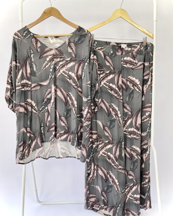 Conjunto calça e blusa cinza folhagem RUDGE - M - VENDIDO SISTEMA OTO