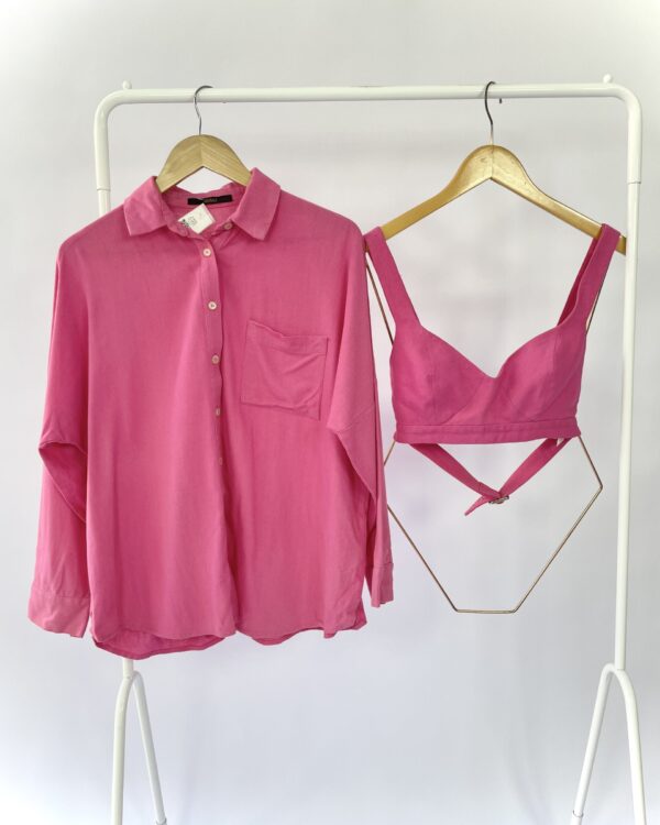Conjunto rosa camisa e top ANIMALE - 38 - VENDIDO SISTEMA OTO