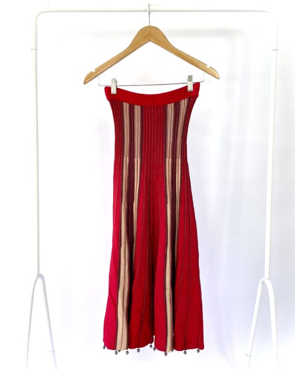 Saia tricot com fios lurex vermelho PAOLA - M *nunca usado*