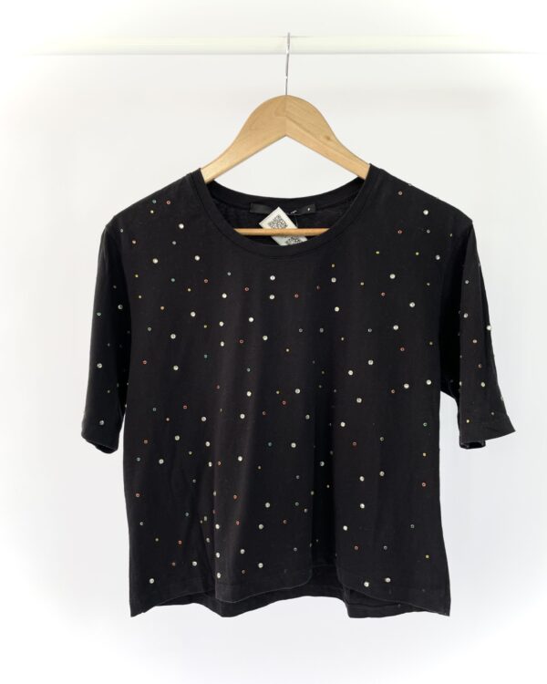 T shirt preto com aplicação EVA - P - VENDIDO SISTEMA OTO