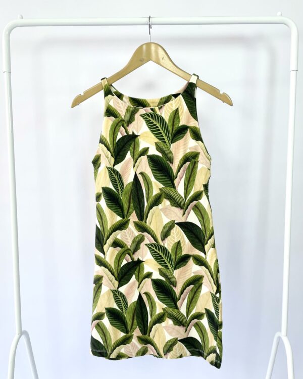 Vestido curto flolhagens FARM - M - VENDIDO SIST OTO