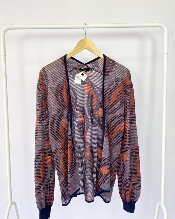 Cardigan tricot azul marinho e rosa MARIA FILÓ - P - VENDIDO SISTEMA OTTO