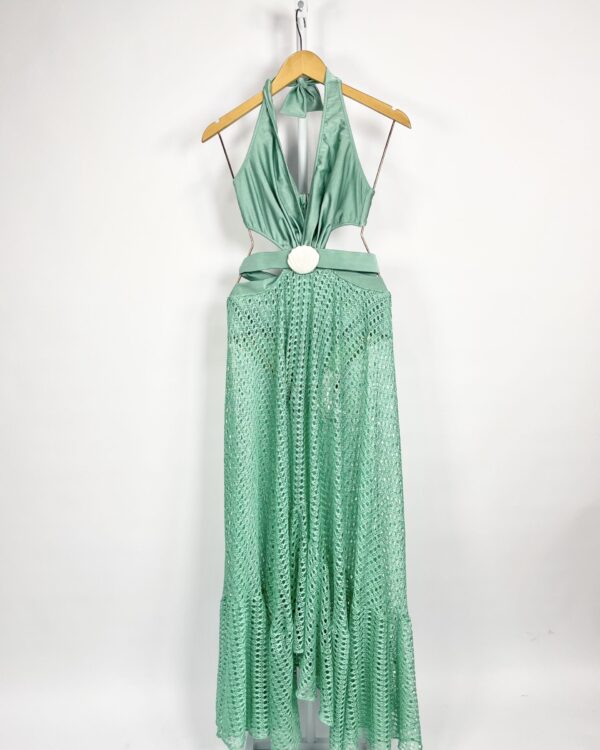 Vestido verde com saia de renda PATBO - P - VENDIDO SIST OTO