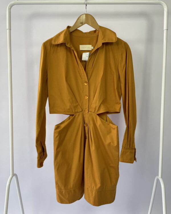 Vestido algodao curto mostarda CRIS BARROS - 38 - VENDIDO SISTEMA OTO