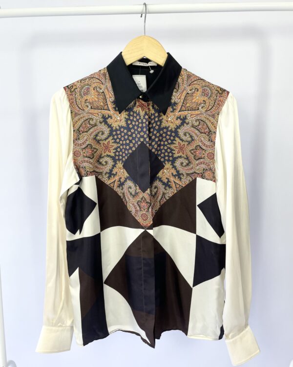 Blusa de seda com estamp e preto/off white GIVENCHY - 38