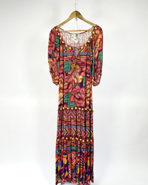 Vestido estampa colorido com aviações FARM - M - VENDIDO SIST OTO