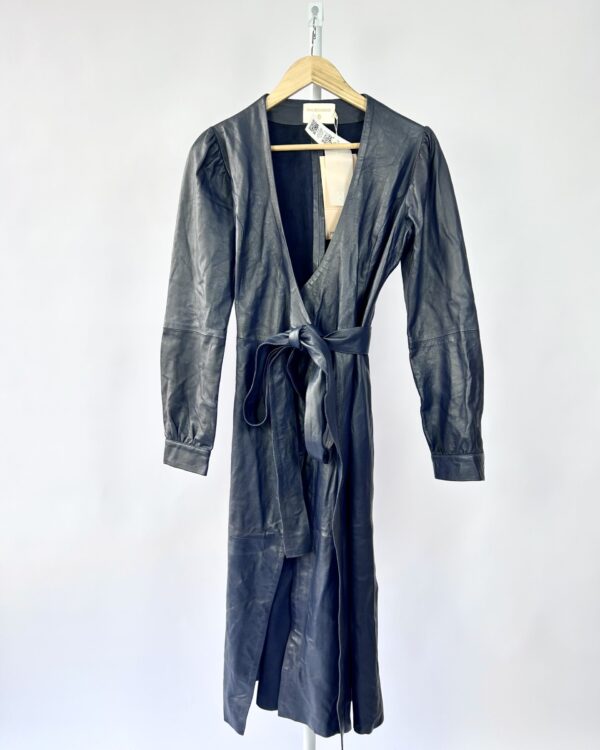 Vestido couro azul marinho transpassado DANI BERNARDES - P *nunca usado* - VENDIDO SISTEMA OTTO