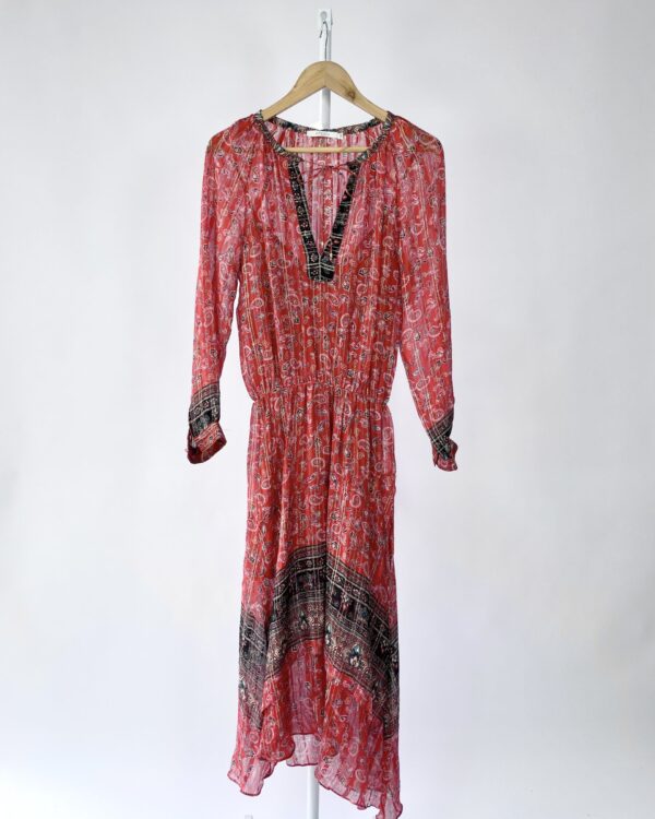 Vestido vermelho com estamp e fios de lurex ATEEN - 38 - VENDIDO SIST OTO