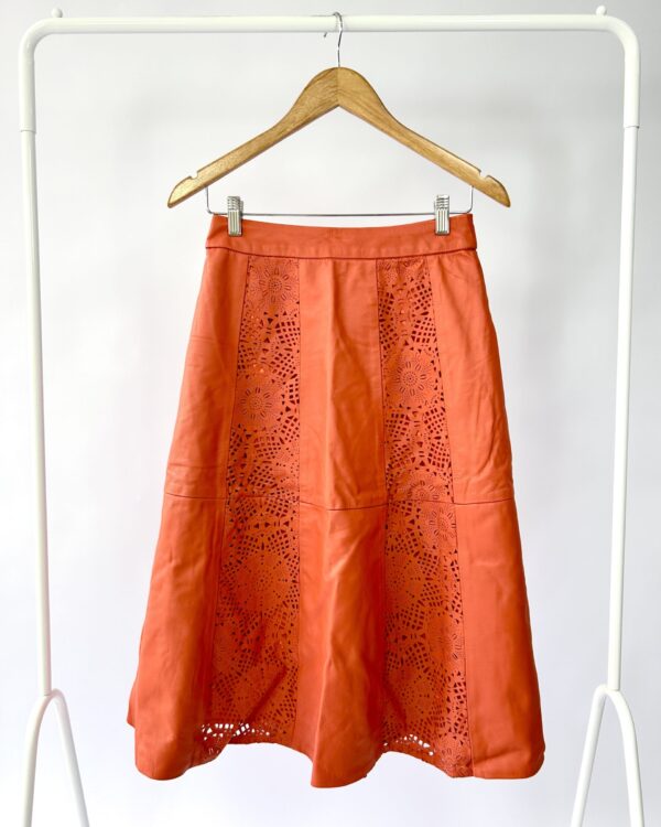 Saia laranja com detalhes couro DANI BERNARDES - P - VENDIDO SISTEMA OTTO
