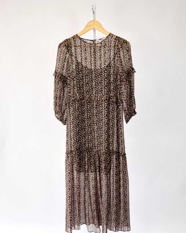 Vestido de seda florido com fios lurex ATEEN - 36 - VENDIDO SISTEMA OTO