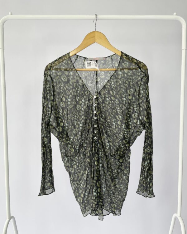 Blusa seda estampada verde ANIMALE - 40 - VENDIDO SIST OTO