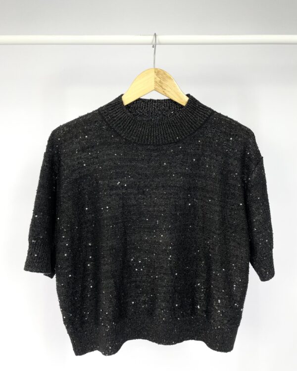 Blusa tricot preta com paete ANIMALE - M *NUNCA USADA* - VENDIDO SISTEMA OTO