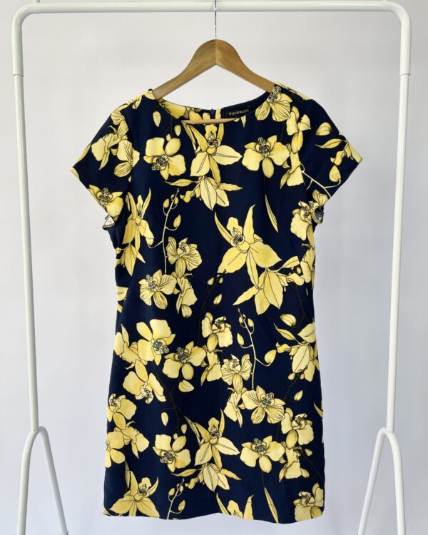 Vestido midi azul com flores amarelas LE LIS BLANC - 42 - VENDIDO SIST OTO