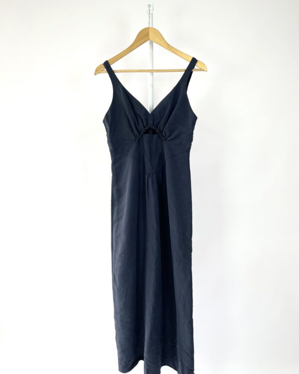 Vestido azul marinho midi CRIS BARROS - 38 - VENDIDO SISTEMA OTO