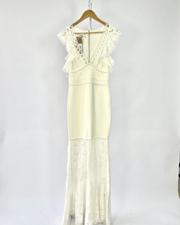 Vestido branco longo rendado SKAZI - P *nunca usado*