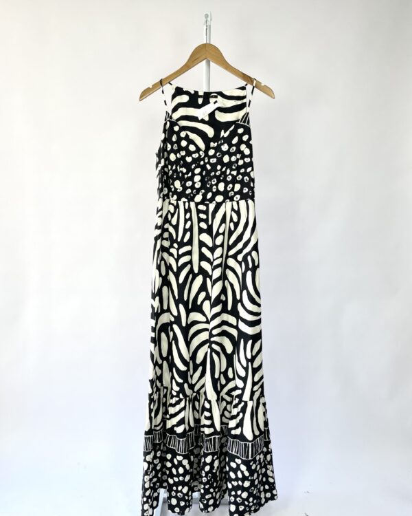 Vestido midi estamp azul marinho e branca CANTÃO - P - VENDIDO SIST OTO