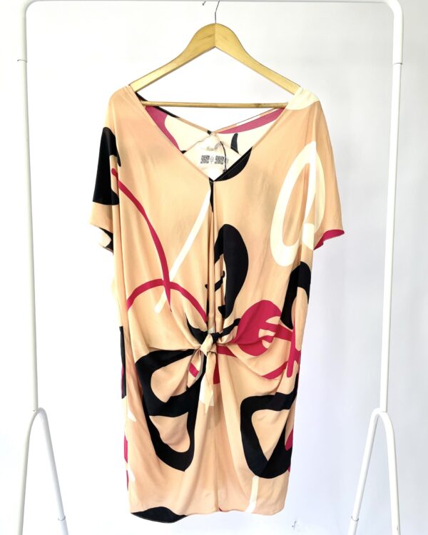 Vestido bege de seda com estamp ANIMALE - 40 - VENDIDO SIST OTO