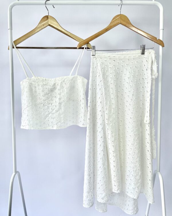 Conjunto blusa e pareô laise branco ATEEN - 38