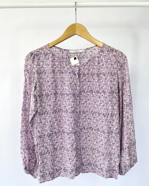 Blusa lilás estampada seda ATEEN - 36