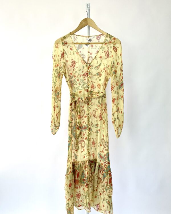 Vestido amarelo com estamp e fios de lurex ATEEN - 40 - VENDIDO SIST OTO