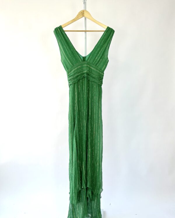 Vestido longo verde com fios de lurex doutado ATEEN - 38