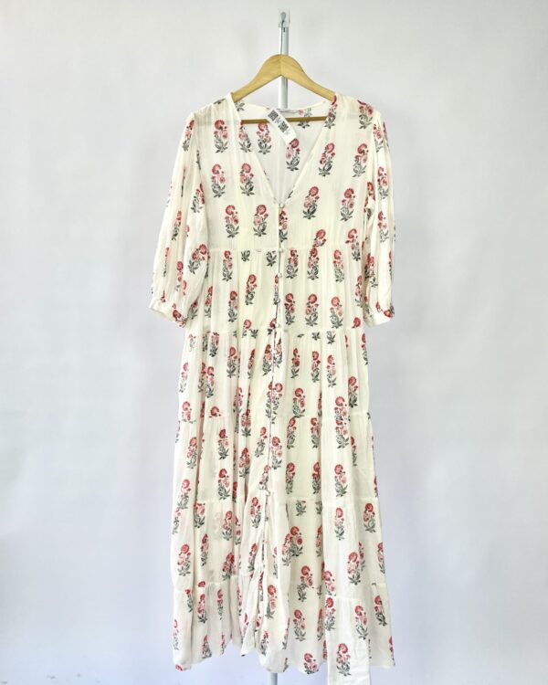 Vestido longo branco com estamp flores ZARA - P