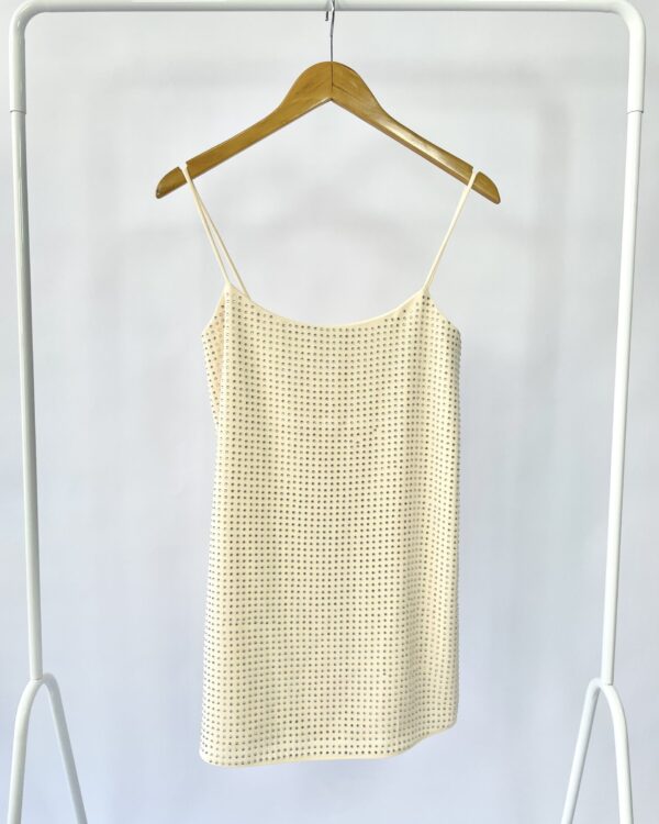 Vestido creme com strass BONNE SOIREE - PP - VENDIDO SISTEMA OTO