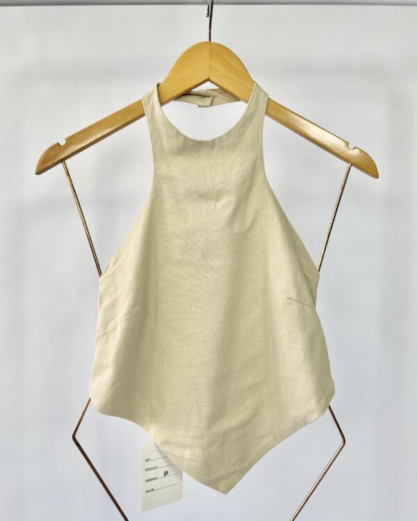 Croped frente unica linho bege SORRO - P *NUNCA USADO* - VENDIDO SISTEMA OTO