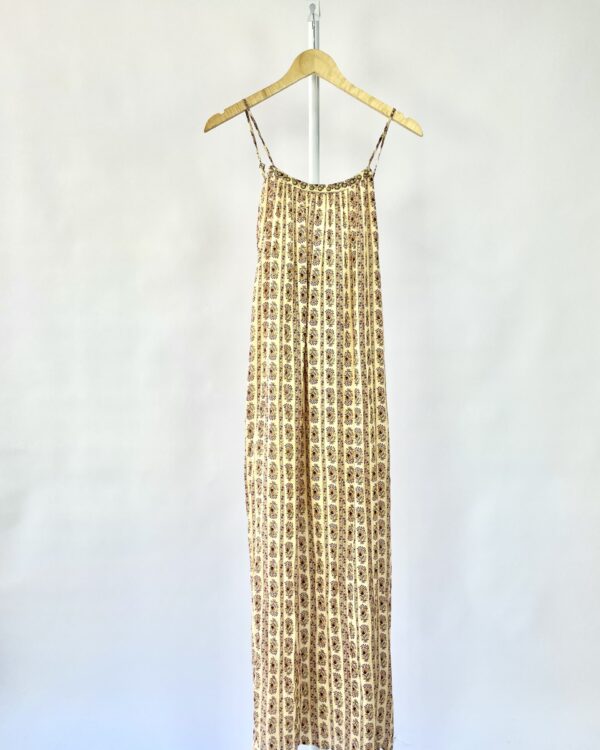 Vestido longo bege com estampa e fios de lurex MARIA FILO - PP *NUNCA USADO* - VENDIDO SISTEMA OTTO