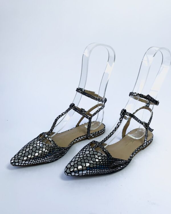 Sandália prata metalizada e preto PAULA TORRES - 37 - VENDIDO SIST OTO