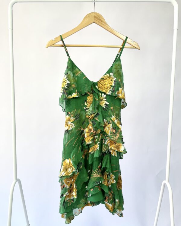 Vestido curto verde com estamp ALICE + OLIVIA - P - VENDIDO SISTEMA OTO